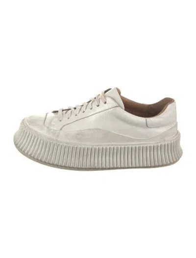 Pre-owned Jil Sander Leather Sneakers In White