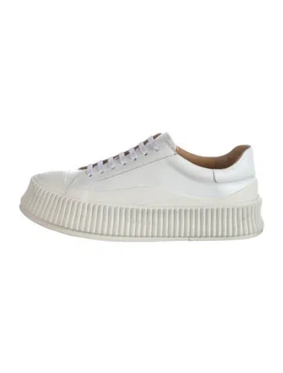 Pre-owned Jil Sander Leather Sneakers In White