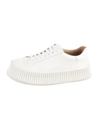 Pre-owned Jil Sander Leather Sneakers In White