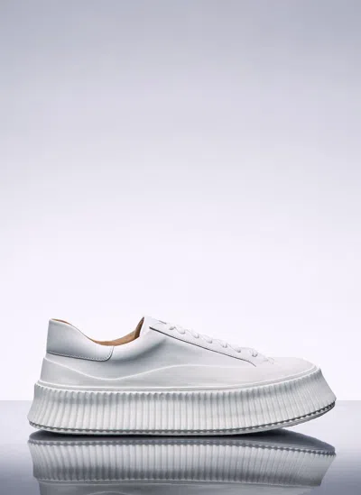 Jil Sander Leather Sneakers In White