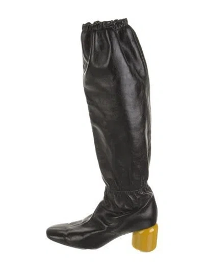 Pre-owned Jil Sander Leather Sock Boots In Black