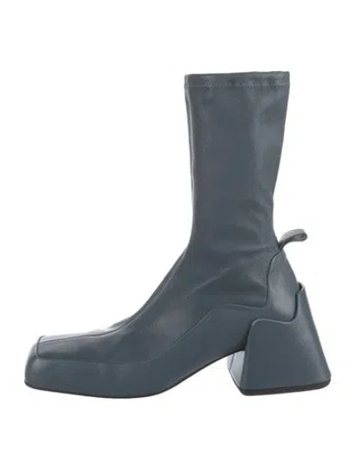 Pre-owned Jil Sander Leather Sock Boots In Blue