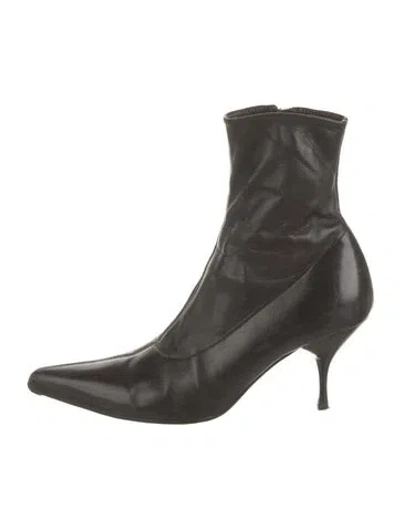 Pre-owned Jil Sander Leather Sock Boots In Brown