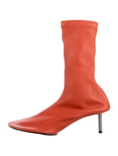 Pre-owned Jil Sander Leather Sock Boots In Orange