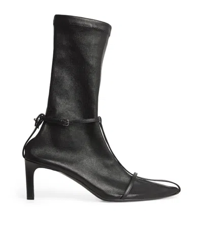 Jil Sander Stivaletto Trunk Nylon T-strap Booties In Black