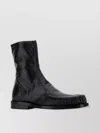 Jil Sander Leather Square Toe Ankle Boots In Black