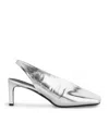 Jil Sander Metallic-finish Square Toe Leather Pumps In Grey