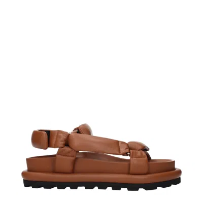 Jil Sander Leather Strap-on Men's Sandals In Brown