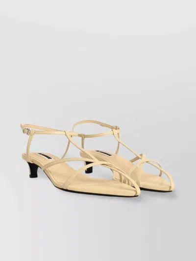 Jil Sander Leather Strappy Square Toe Sandals In Yellow