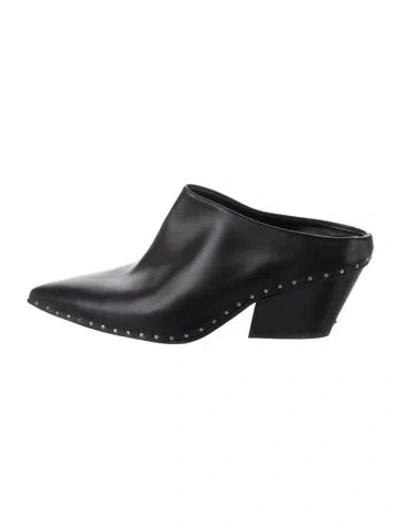 Pre-owned Jil Sander Leather Studded Accents Mules In Black
