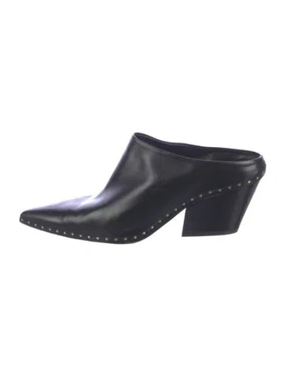Pre-owned Jil Sander Leather Studded Accents Mules In Blue