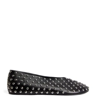 Jil Sander Leather Studded Ballet Flats In Black