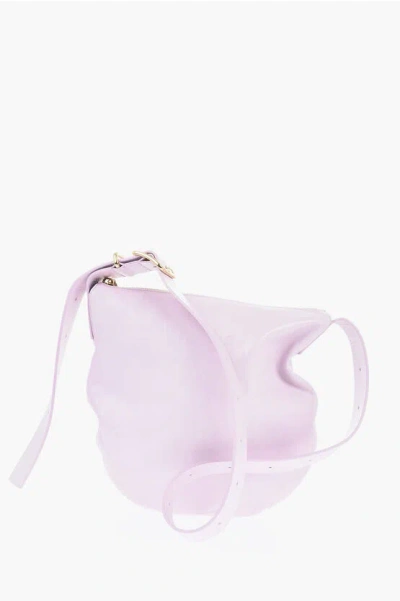 Jil Sander Leather Syringa Crossbody Bag With Zip Closure In Pink
