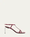 Jil Sander Leather T-strap Heeled Sandals In Chili Red