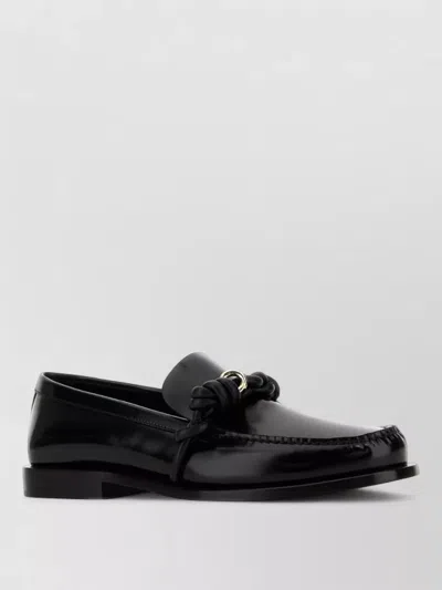 Jil Sander Leather Tangle Knot Detail Round Toe Loafers In Black