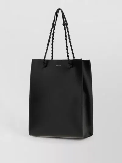 Jil Sander Leather Tangle Shopping Bag Braided Handles In Black
