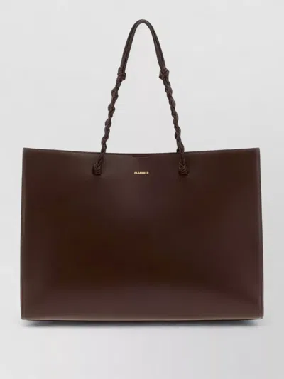 Jil Sander Leather Tangle Tote Bag Braided Handles In Blue