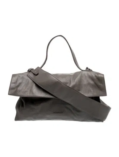 Pre-owned Jil Sander Leather Top Handle Bag In Gray