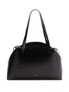 Jil Sander 'curve Medium' Black Shoulder Bag With Embossed Logo On The Front And Curved Design In Black
