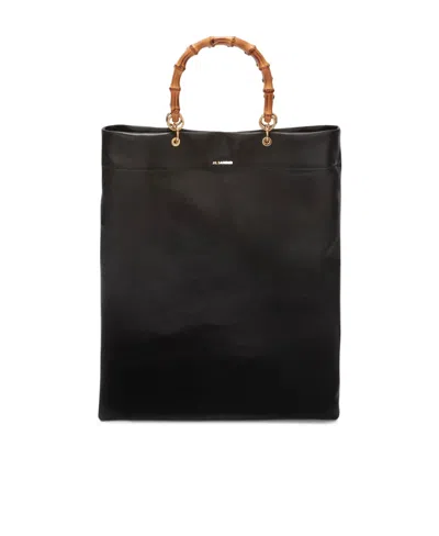 Jil Sander Leather Tote Bag In Black