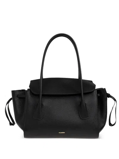 Jil Sander Leather Tote Bag In Black