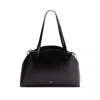 Jil Sander 'curve Medium' Black Shoulder Bag With Embossed Logo On The Front And Curved Design