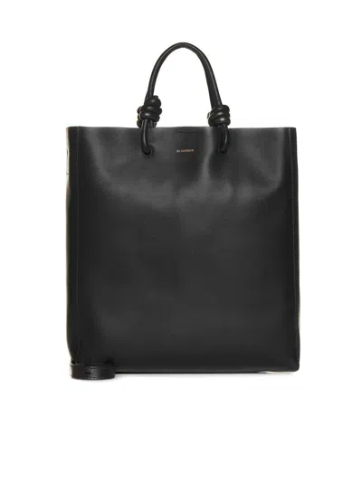 Jil Sander Leather Tote In Black