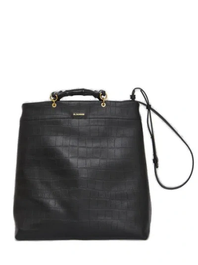 Jil Sander Leather Tote In Black