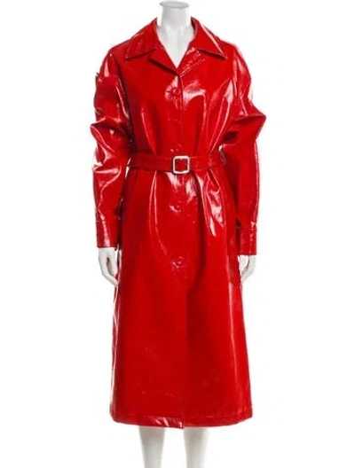 Pre-owned Jil Sander Leather Trench Coat In Orange