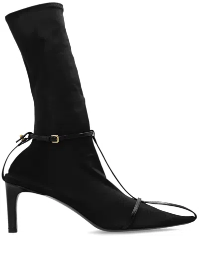Jil Sander Leather-trim Sock Boots In Black