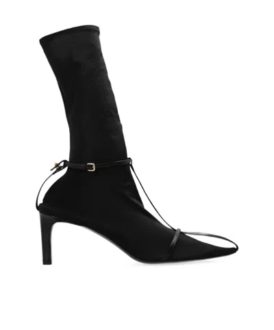 JIL SANDER LEATHER-TRIM SOCK BOOTS