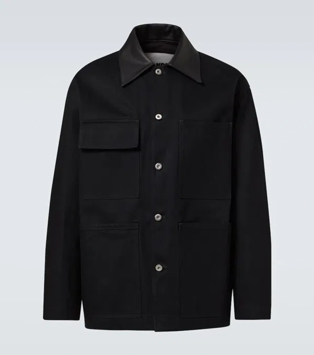 Jil Sander Leather-trimmed Denim Jacket In Magnet ModeSens