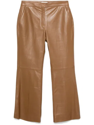 Jil Sander Leather Trousers In Brown