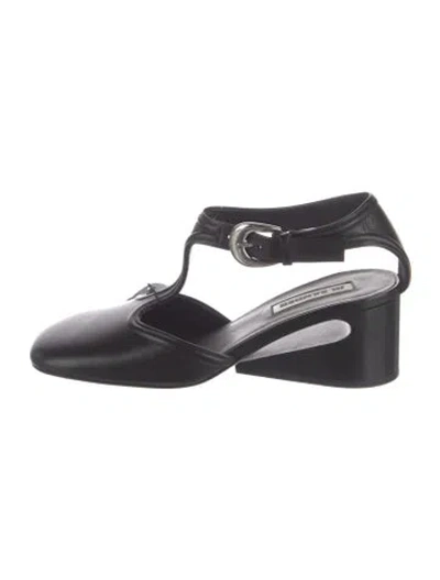 Pre-owned Jil Sander Leather T-strap Pumps In Black