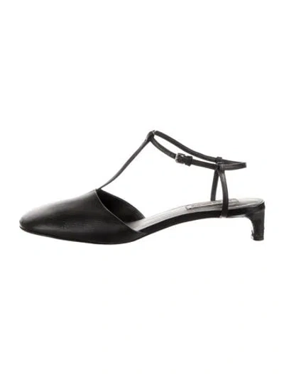 Pre-owned Jil Sander Leather T-strap Pumps In Black