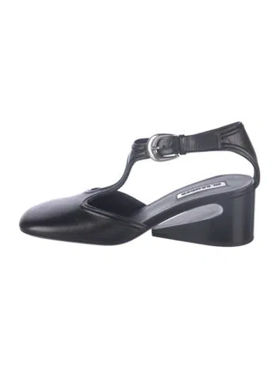Pre-owned Jil Sander Leather T-strap Pumps In Blue