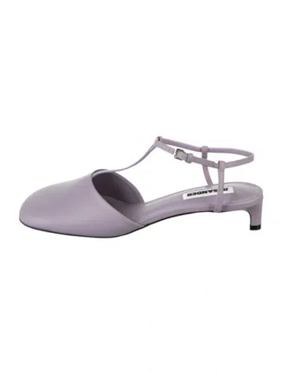 Pre-owned Jil Sander Leather T-strap Pumps In Purple