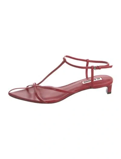 Pre-owned Jil Sander Leather T-strap Pumps In Red