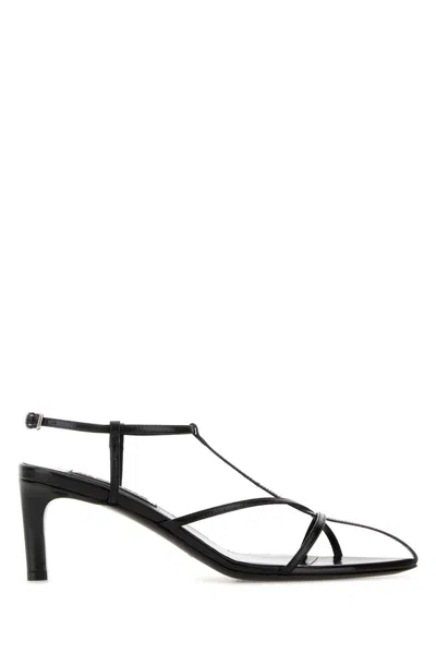 Jil Sander Leather T-strap Sandal In Black