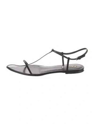 Pre-owned Jil Sander Leather T-strap Sandals In Black