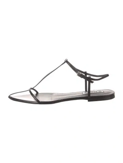 Pre-owned Jil Sander Leather T-strap Sandals In Black