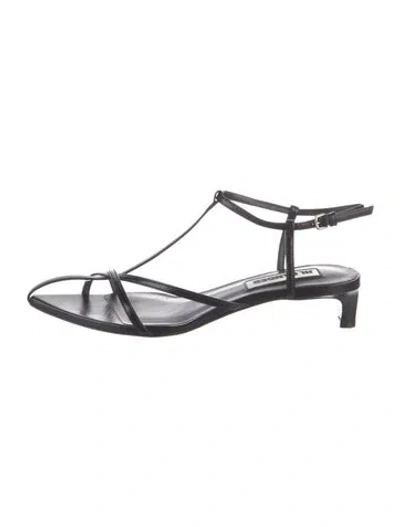 Pre-owned Jil Sander Leather T-strap Sandals In Black