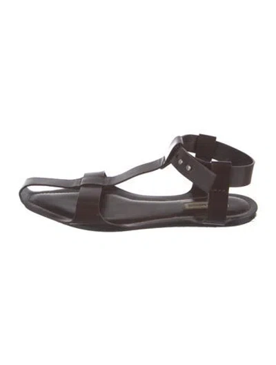 Pre-owned Jil Sander Leather T-strap Sandals In Brown