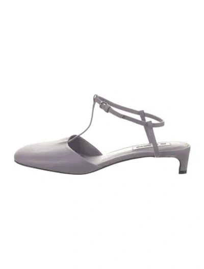 Pre-owned Jil Sander Leather T-strap Sandals In Purple