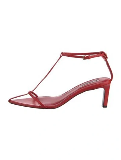 Pre-owned Jil Sander Leather T-strap Sandals In Red