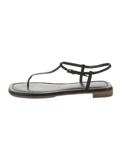 Pre-owned Jil Sander Leather T-strap Sandals In Silver
