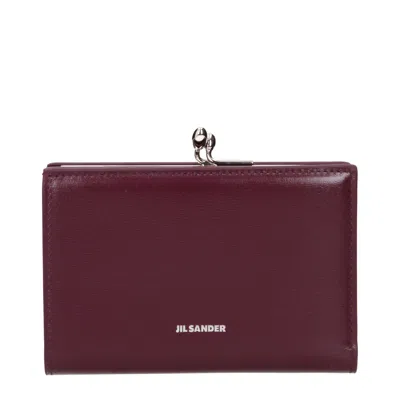 Jil Sander Leather Wallet In Burgundy
