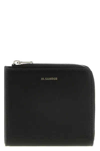 Jil Sander Leather Wallet With Embossed Logo In Black