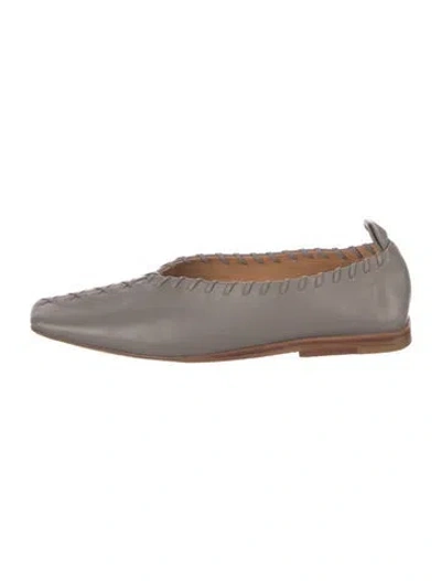 Pre-owned Jil Sander Leather Whipstitch Trim Ballet Flats In Gray