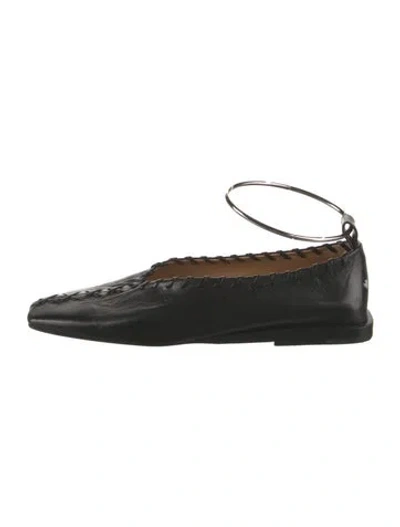 Pre-owned Jil Sander Leather Whipstitch Trim Flats In Black
